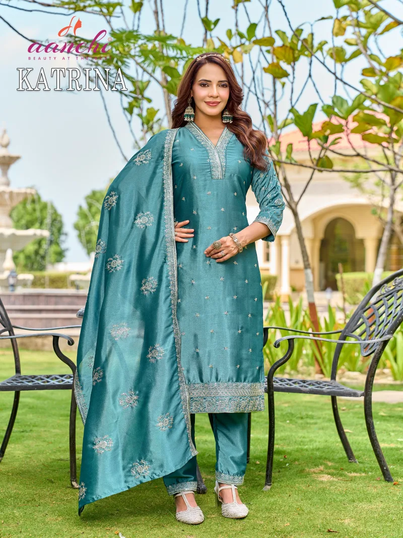 Katrina By Aanchi Crystal Silk Kurti With Bottom Dupatta 